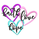 Faith Love Hope Embroidery Design, Overlapping Hearts Pattern, Instant Download
