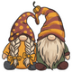 Fall Gnome Couple Embroidery Design, Instant Download
