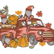 Fall Gnomes Truck Embroidery Design, Autumn Gnome Machine Embroidery Pattern, Instant Download