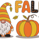 Fall Gnome with Pumpkin Embroidery Design V2, Instant Download