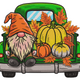 Fall Gnome with Pumpkins in Truck Embroidery Design, Instant Download