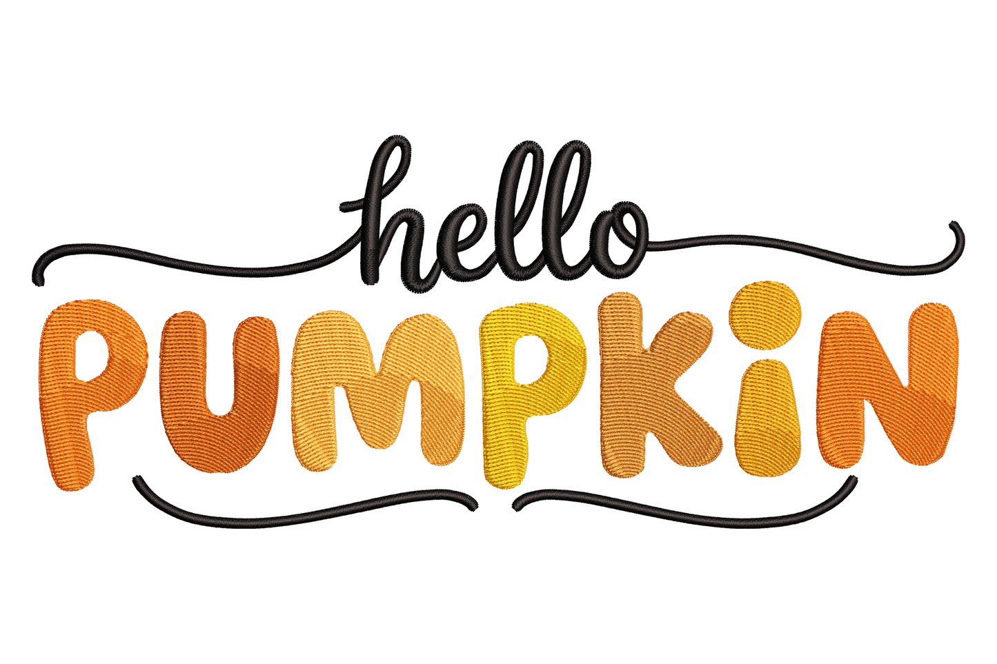 Fall typography machine embroidery design, warm burnt orange rust and gold layered word art, banner format, 3.51 inches wide, autumn seasonal text cluster.