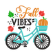 Fall Vibes Bicycle Embroidery Design, Instant Download