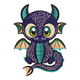 Fantasy Cartoon Dragon Embroidery Design, Instant Download
