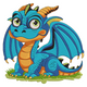 Fantasy Dragon with Big Eyes Embroidery Design, Instant Download