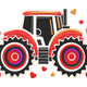 Farm Tractor Embroidery Design, Red Country Field Scene, Instant Download