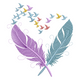 Feather Birds Embroidery Design, Feather Heart, Instant Download
