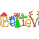Festive Believe Christmas Word Embroidery Design, Instant Download