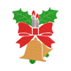 Festive Christmas Bells with Holly Leaves Embroidery Design, Instant Download