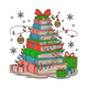 Festive Christmas Book Tree Embroidery Design, Instant Download