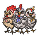 Festive Christmas Chickens Embroidery Design, Instant Download