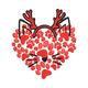 Festive Christmas Paw Print Heart Embroidery Design, Instant Download