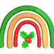 Festive Christmas Rainbow with Holly Embroidery Design, Instant Download