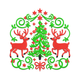 Festive Christmas Reindeer Embroidery Design, Folk Art Reindeer Pair Machine Embroidery, Instant Download