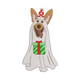 Festive Ghost Dog Christmas Embroidery Design, Instant Download