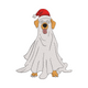 Festive Ghost Dog Santa Embroidery Design, Instant Download