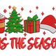 Festive Holiday Icons Typography Embroidery Design, Instant Download