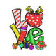 Festive Holiday Love Word with Gifts Embroidery Design, Machine Embroidery Pattern, Instant Download