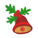 Festive Holly Christmas Bell Embroidery Design, Instant Download