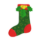Festive Holly Christmas Stocking Embroidery Design, Instant Download
