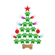 Festive Paw Print Christmas Tree Embroidery Design, Instant Download