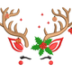 Festive Reindeer Face with Antlers Embroidery Design, Instant Download