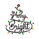 Festive Script Typography Tree with Lights Embroidery Design, Instant Download