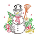 Festive Snowman Line Art Embroidery Design, Instant Download
