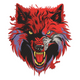 Fierce Red Wolf Head Embroidery Design, Instant Download