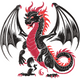 Fiery Black & Red Dragon Embroidery Design, Instant Download