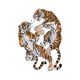 Fighting Tigers Embroidery Design, Instant Download