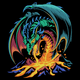 Fire-Breathing Dragon Embroidery Design, Instant Download