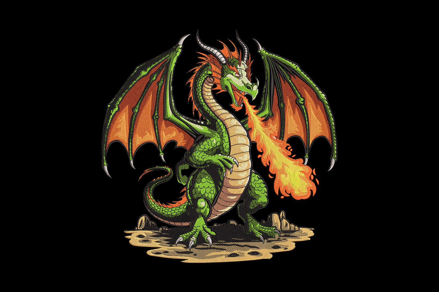 Fire Breathing Dragon Machine Embroidery Design