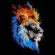 Fire & Ice Lion Head Embroidery Design, Instant Download
