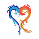 Fire Water Heart Embroidery Design, Yin Yang Heart Machine Embroidery Pattern, Instant Download