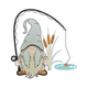 Fishing Gnome Embroidery Design, Whimsical Machine Embroidery Pattern, Instant Download