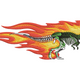 Flaming Dinosaur Skeleton Embroidery Design, Instant Download