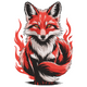Flaming Fox Embroidery Design, Instant Download