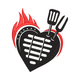 Flaming Heart BBQ Grill Embroidery Design, Instant Download