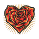 Flaming Rose Heart Embroidery Design, Instant Download