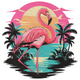 Flamingo Sunset Beach Embroidery Design, Instant Download