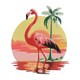 Flamingo Sunset Embroidery Design, Instant Download