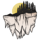Floating Forest Cliff Embroidery Design, Woodland Machine Embroidery Pattern, Instant Download