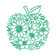 Floral Apple Outline Embroidery Design, Instant Download