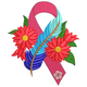 Floral Awareness Ribbon with Feathers Embroidery Design, Instant Download