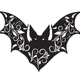 Floral Bat Silhouette Embroidery Design, Instant Download