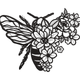 Floral Bee Outline Embroidery Design, Instant Download