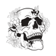 Floral Bee Skull Embroidery Design, Instant Download