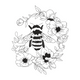 Floral Bee Wreath Embroidery Design, Poppy Anemone Pattern