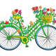 Floral Bicycle with Basket Embroidery Design, Instant Download